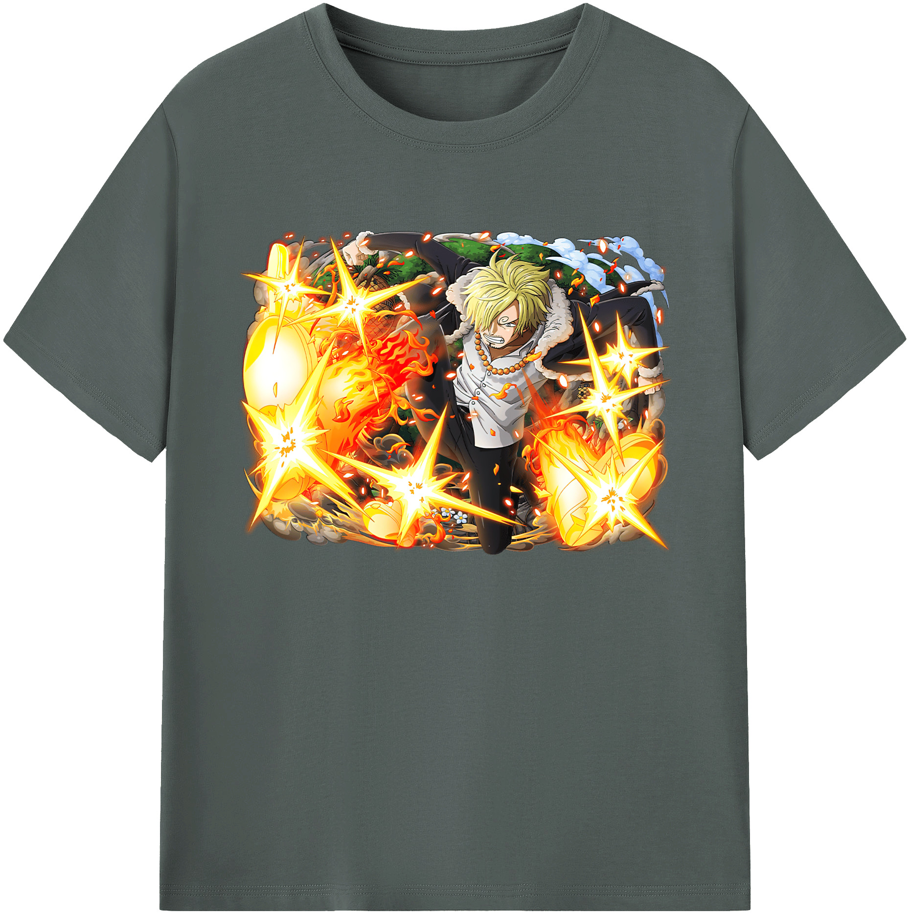（画像用） ワンピース サンジ ONE PIECE Sanji 綿100％ メンズ半袖Tシャツ｜肌触りやわらか＆通気性